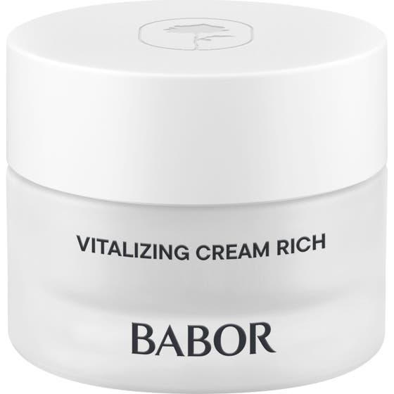 Babor Skinovage Vitalizing Cream Rich 50 ml vitaliserande ansiktskräm i en burk av frostat glas med vitt lock