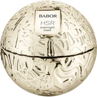 Babor HSR Lifting Overnight Mask 50 ml anti age mask nattkräm i en lyxig mönstrad guldglänsande klotformad burk