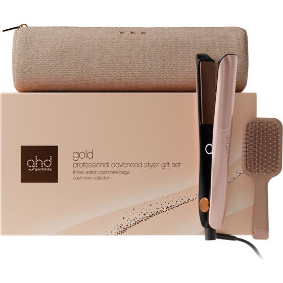 Gold Hair Straightener - Festive Gift Set in Cashmere Beige