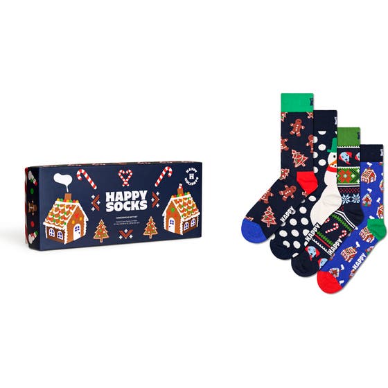 4-Pack Gingerbread Socks Gift Set