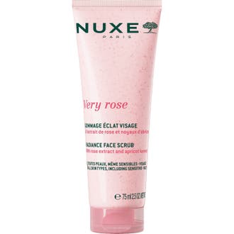 Nuxe Very Rose Radiance Face Scrub 75 ml ansiktsskrubb för lyster i en rosa tub med korn från aprikoskärnor