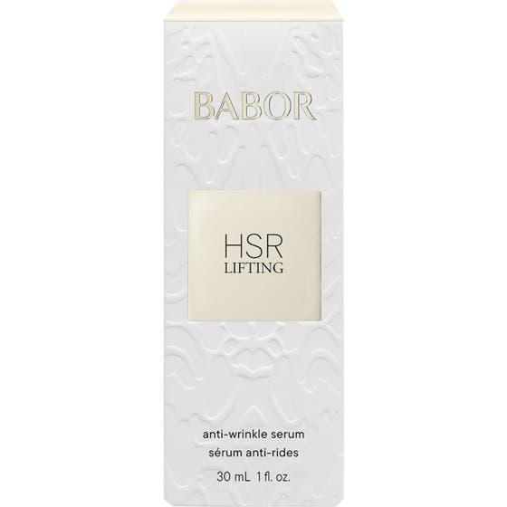 Babor HSR Lifting Serum 30 ml anti-age lyftserum mot antirynkor i vit reliefmönstrad ytterkartong med gulddetaljer