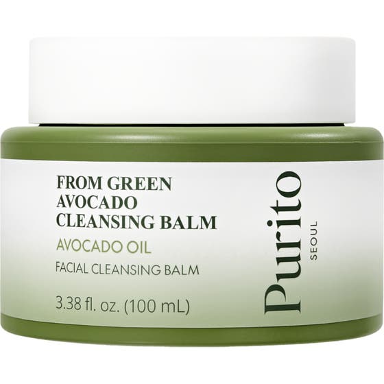 Purito From Green Avocado Cleansing Balm 100 ml naturlig ansiktsrengöring balm med avokadoolja i grön burk.