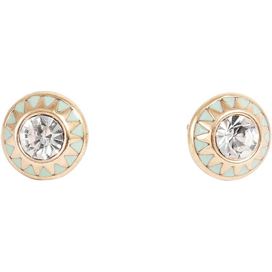 Morning Sun Stud Small Gold Green Enamel