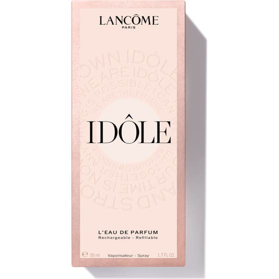 Lancôme Idôle Eau de Parfum 50 ml blommig elegant parfym i ljusrosa ytterförpackning med roséguldfärgade kanter