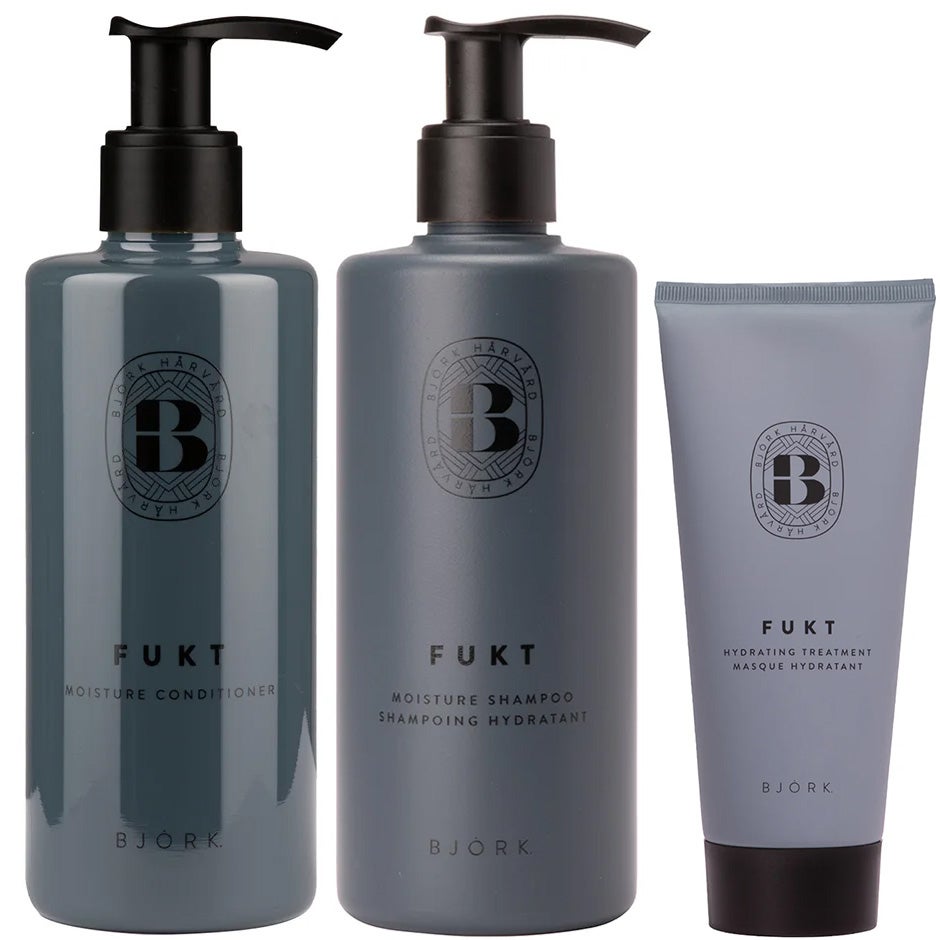 Björk FUKT Trio Shampoo 300 ml Conditioner 250 ml Treatment 200 ml 750 ml