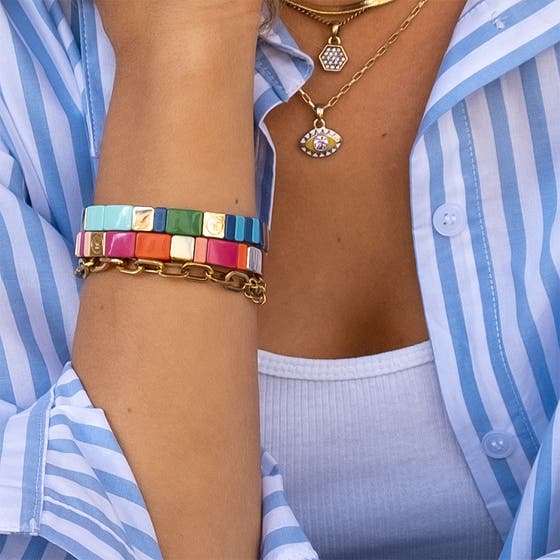 Enamel Tiles Bracelet Ocean Blue