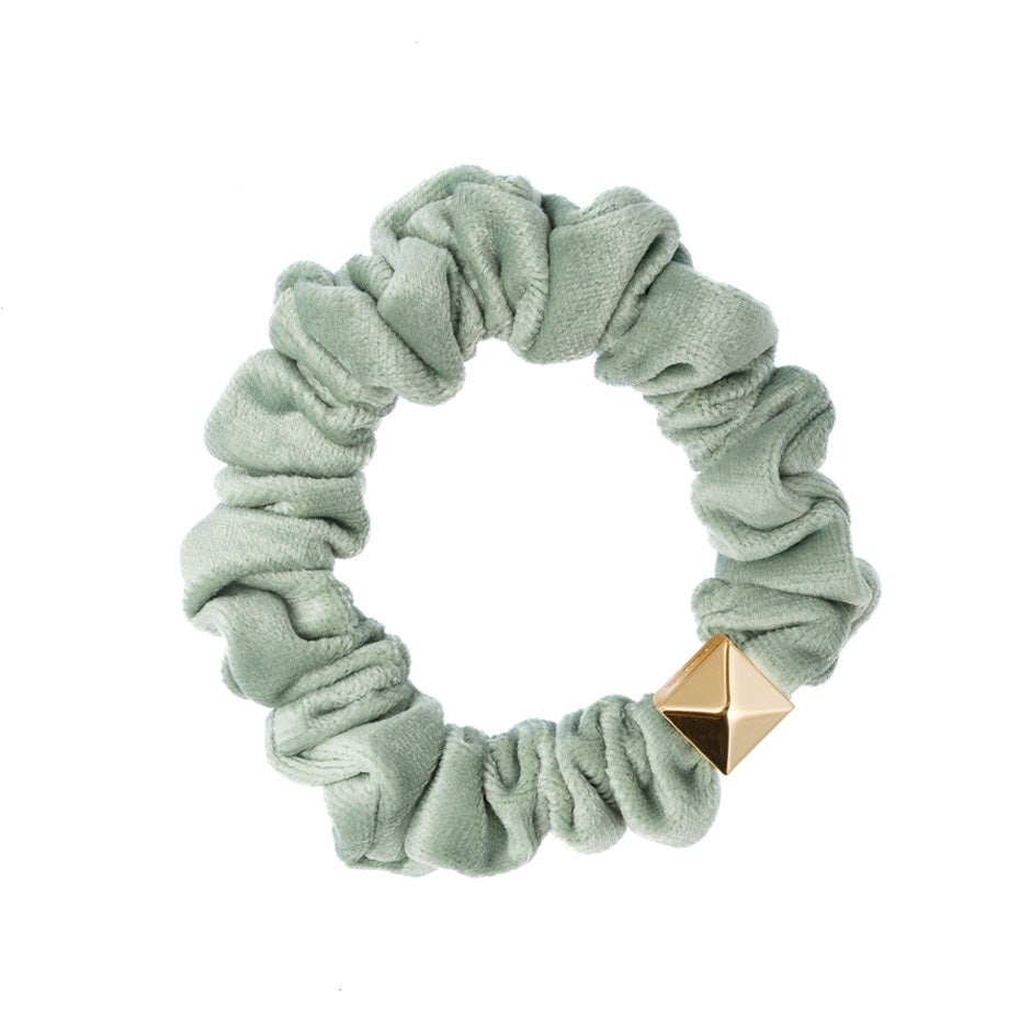 Dark Velvet Mini Scrunchie Aqua Green