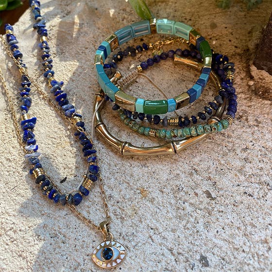 Colorama Necklace Eye Gold Blue