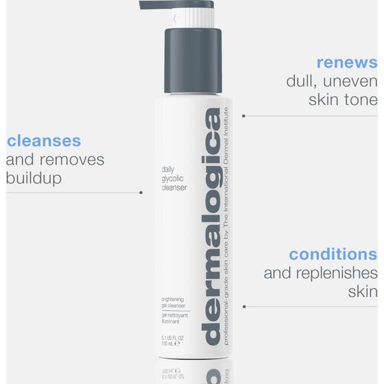 Dermalogica Daily Glycolic Cleanser 150 ml djuprengöring ansikte pumpas ut som en klar gel i handen för jämn hudton