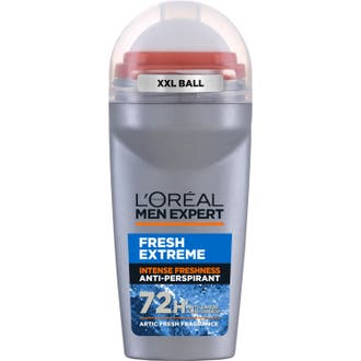 L'Oréal Men Expert Fresh Extreme 50 ml effektiv antiperspirant i grå roll-on med orange accent och klar kork