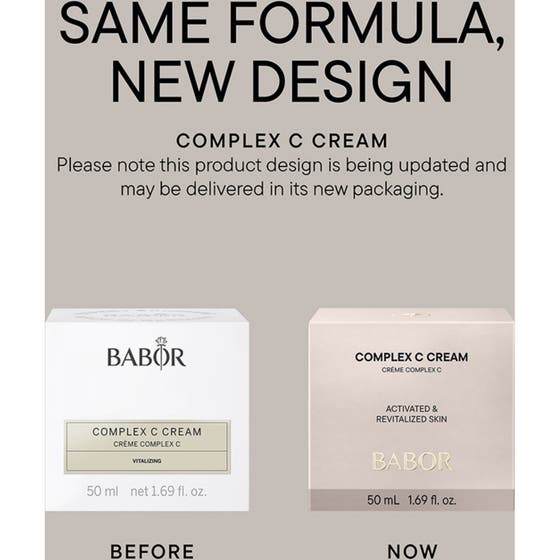 Babor Complex C Cream 50 ml lystergivande ansiktskräm med rosa blommor som symboliserar ingredienser