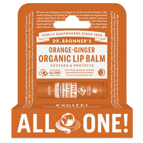 Dr. Bronner's Orange-Ginger Organic Lip Balm Hang Pack