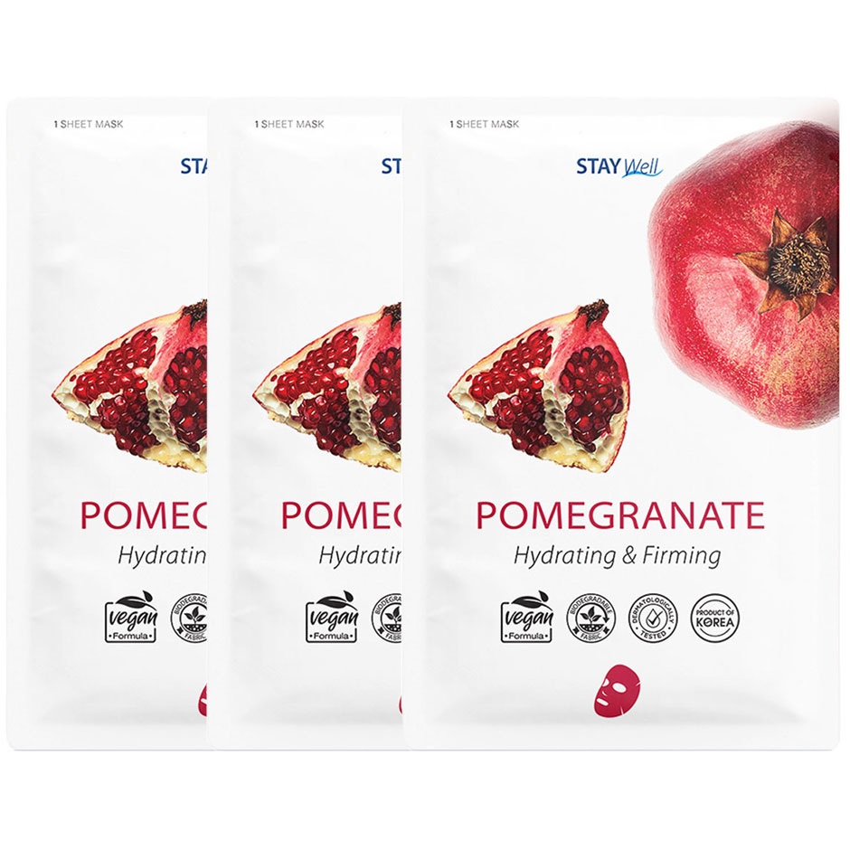 Vegan Sheet Mask Pomegranate, Stay Well Sheet Masks
