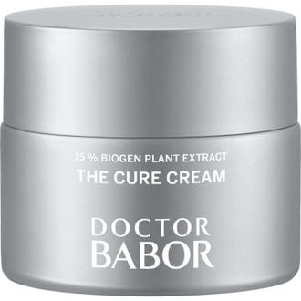 Doctor Babor The Cure Cream 50 ml för anti-aging reparation i en elegant silverfärgad burk med vitt tryck.