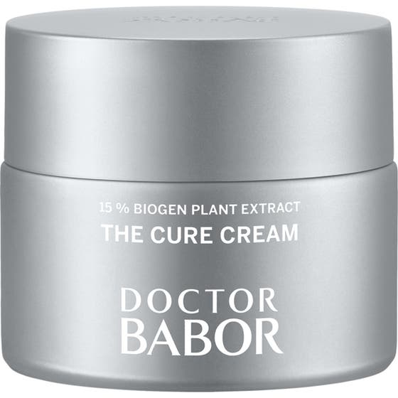 Doctor Babor The Cure Cream 50 ml för anti-aging reparation i en elegant silverfärgad burk med vitt tryck.