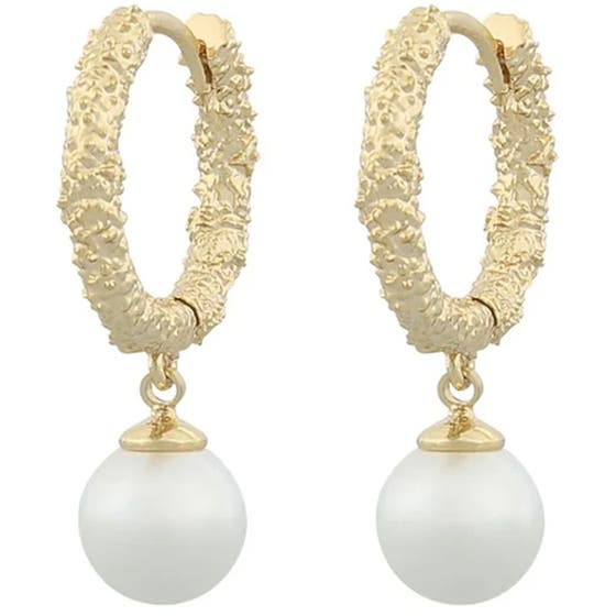 London ring pendant ear gold/white