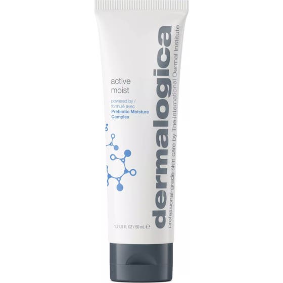 Dermalogica Active Moist 50 ml oljefri återfuktande ansiktskräm med prebiotika i vit plasttub med grått lock