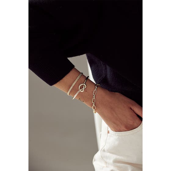 Plaited Metal Bangle Pale Gold