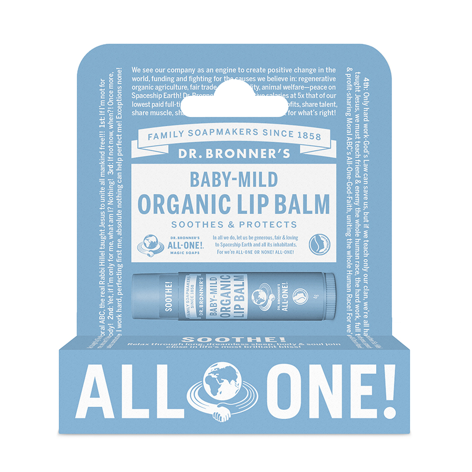 Baby-Mild Organic Lip Balm Hang Pack, 4 g Dr. Bronner's Läppbalsam & Läppskrubb