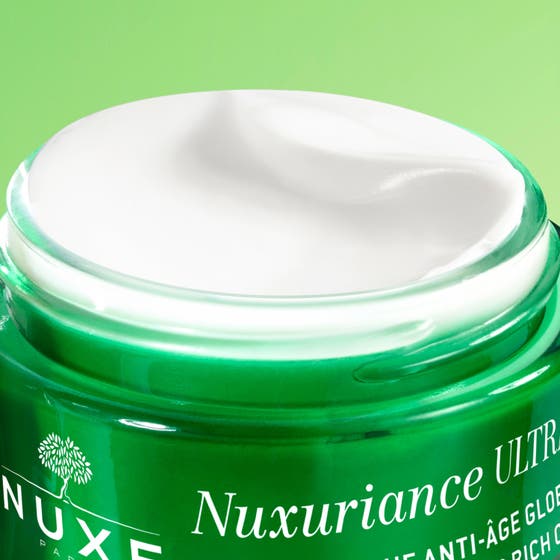 Nuxe Nuxuriance Ultra Rich Day Cream 50 ml anti-age dagkräm för torr hy i grön och guldfärgad ytterkartong