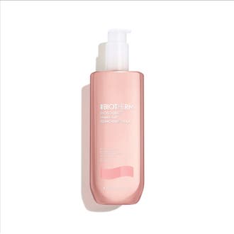 Biotherm Biosource Lait Démaquillant 400 ml mjukgörande rengöringsmjölk för torr hy i rosa flaska med vit pump