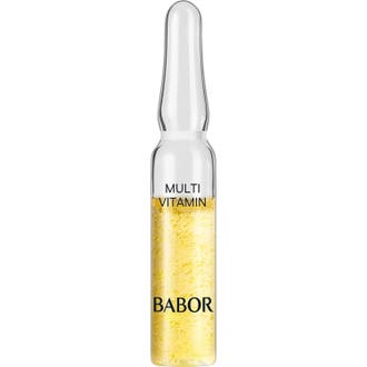 Babor Multi Vitamin 2 ml babor ampuller behandling ger lyster med gult bubbligt serum i en genomskinlig glasampull