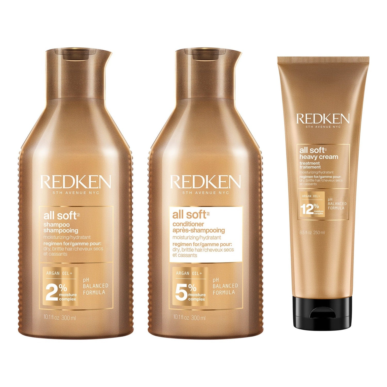 Redken All Soft Trio Set Shampoo 300 ml + Conditioner 300 ml + Heavy Cream Treatment 250 ml - 850 ml