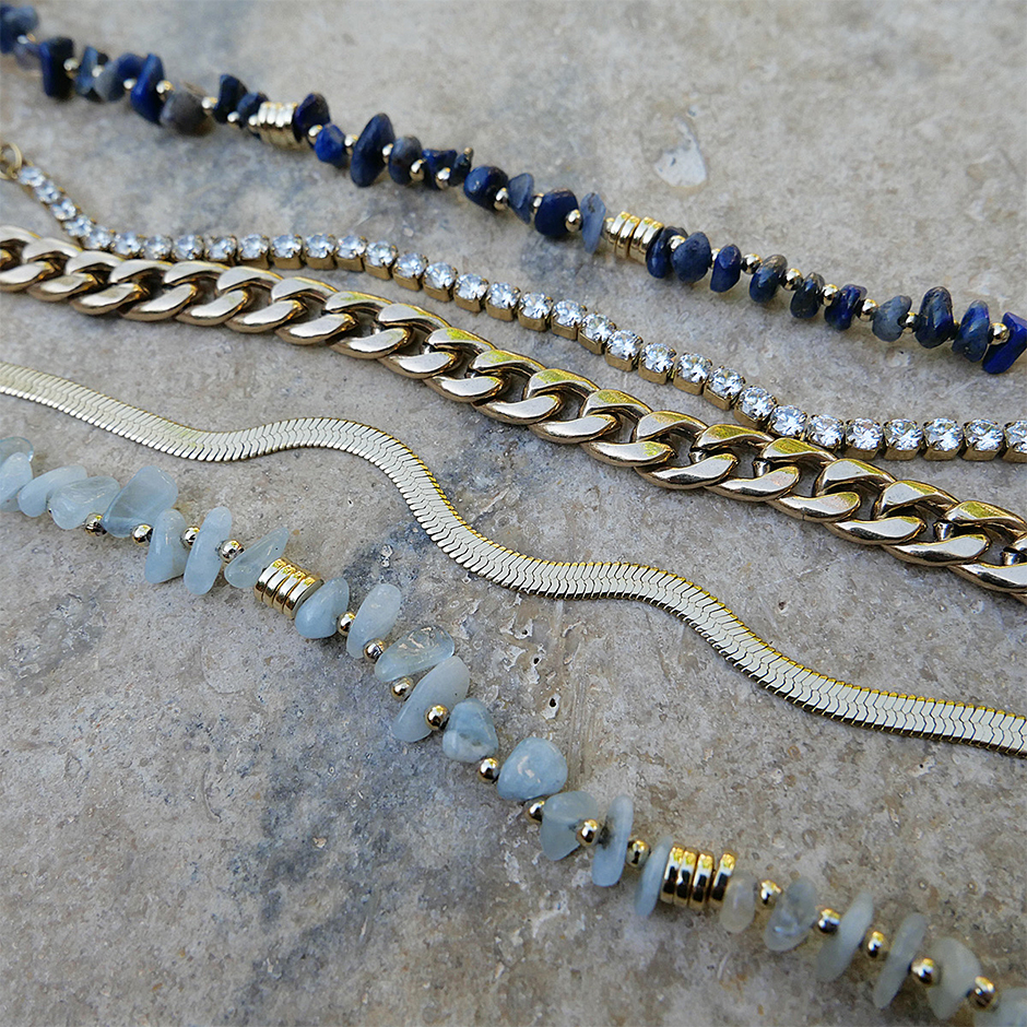 Steel Tennis Bracelet Steel Gold