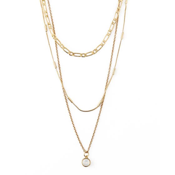 Swarovski White Opal Drop 3-Row Necklace