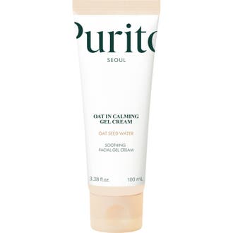 Purito Oat-in Calming Gel Cream 100 ml är en havre lugnande ansiktskräm som ger fukt i en vit minimalistisk plasttub