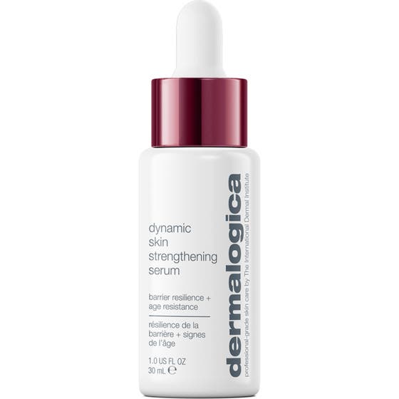 Dermalogica Dynamic Skin Strengthening Serum 30 ml hudstärkande anti-age hudbarriär i vit flaska med röd metallic-kork
