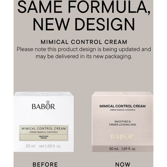 Babor Mimical Control Cream 50 ml mjukgörande ansiktskräm visas med en närbild på en rosa blomma