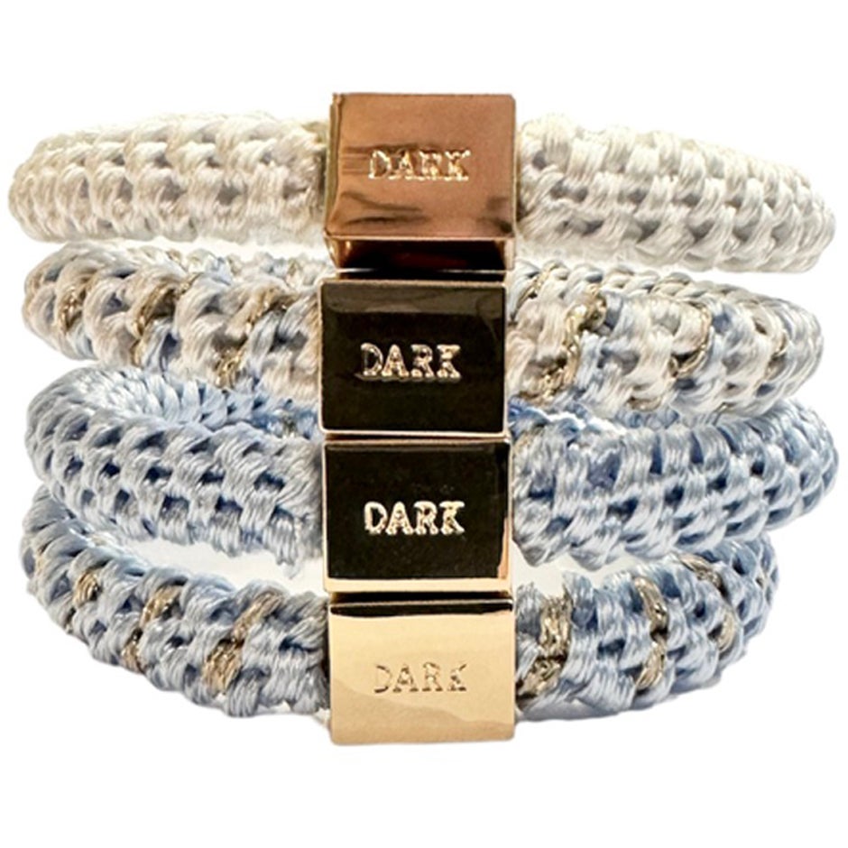 Dark Fat Hair Ties 4 Pk Combo Light Blue Mix