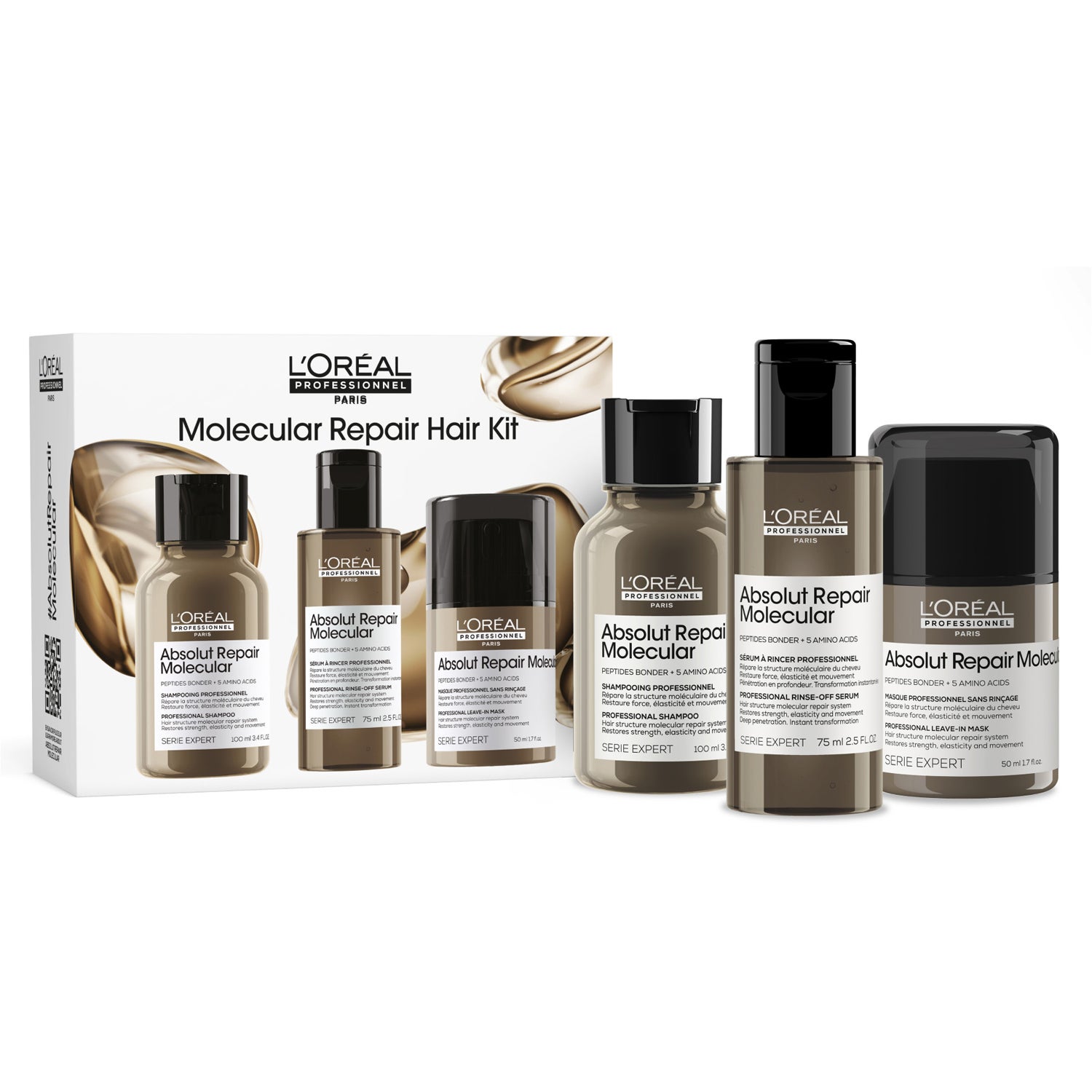 L'Oréal Professionnel Absolut Repair Molecular Discovery Set Mini Shampoo 100ml + Rinse-off Serum 75ml + Leave-in Mask 50ml - 1 pcs