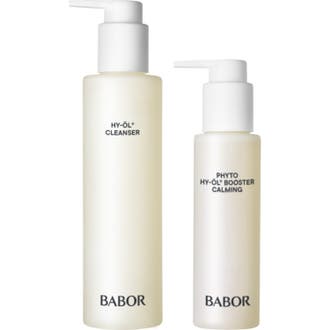 Babor HY-ÖL Cleanser och Phyto Booster Calming lugnande ansiktsrengöring i frostade flaskor med vita pumphuvuden
