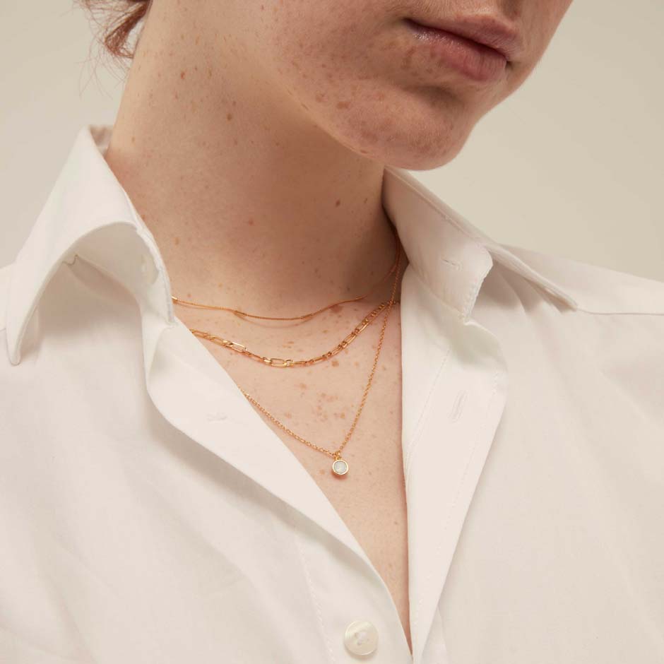 Swarovski White Opal Drop 3-Row Necklace