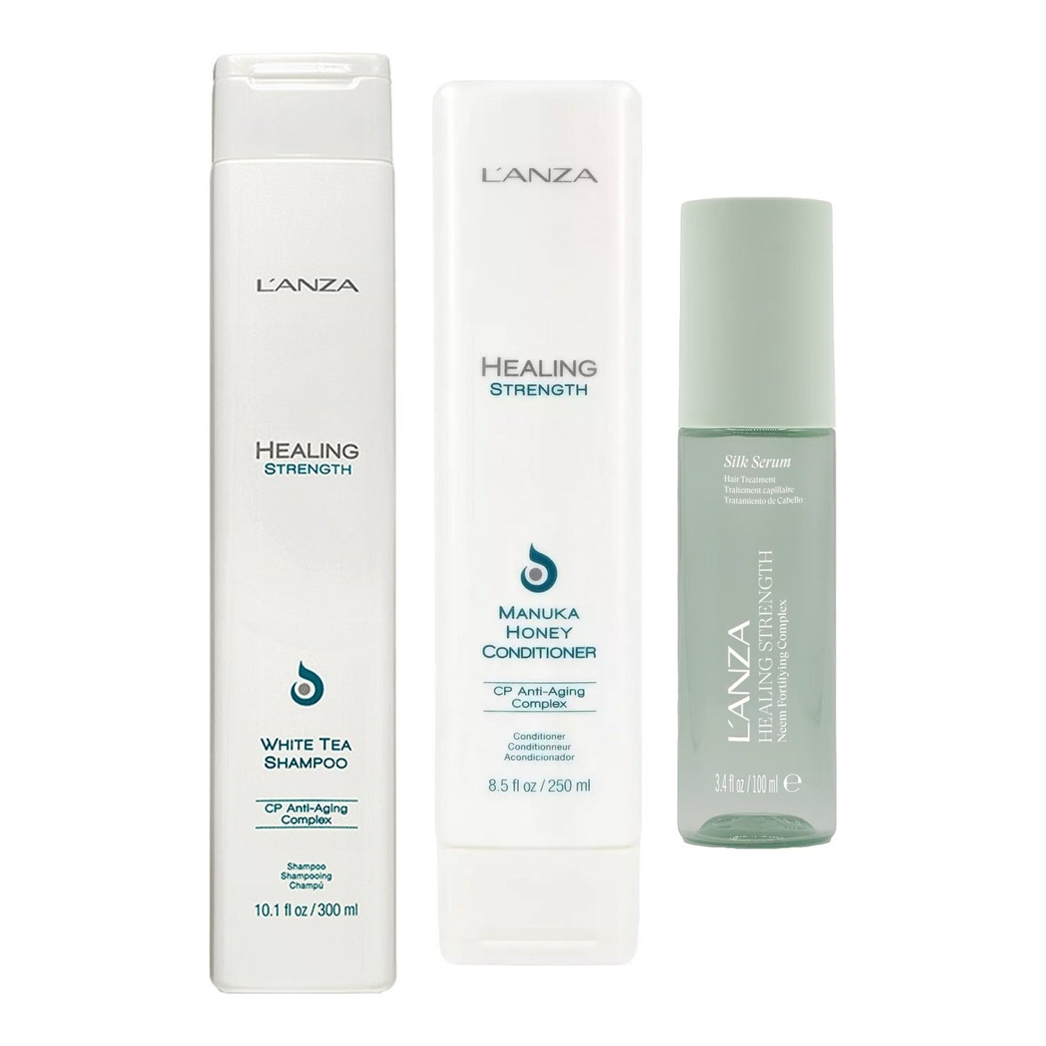 L'anza L'ANZA Healing Strenght Trio Shampoo 300ml, Conditioner 250ml, Silk Serum 100ml - 650 ml parfym