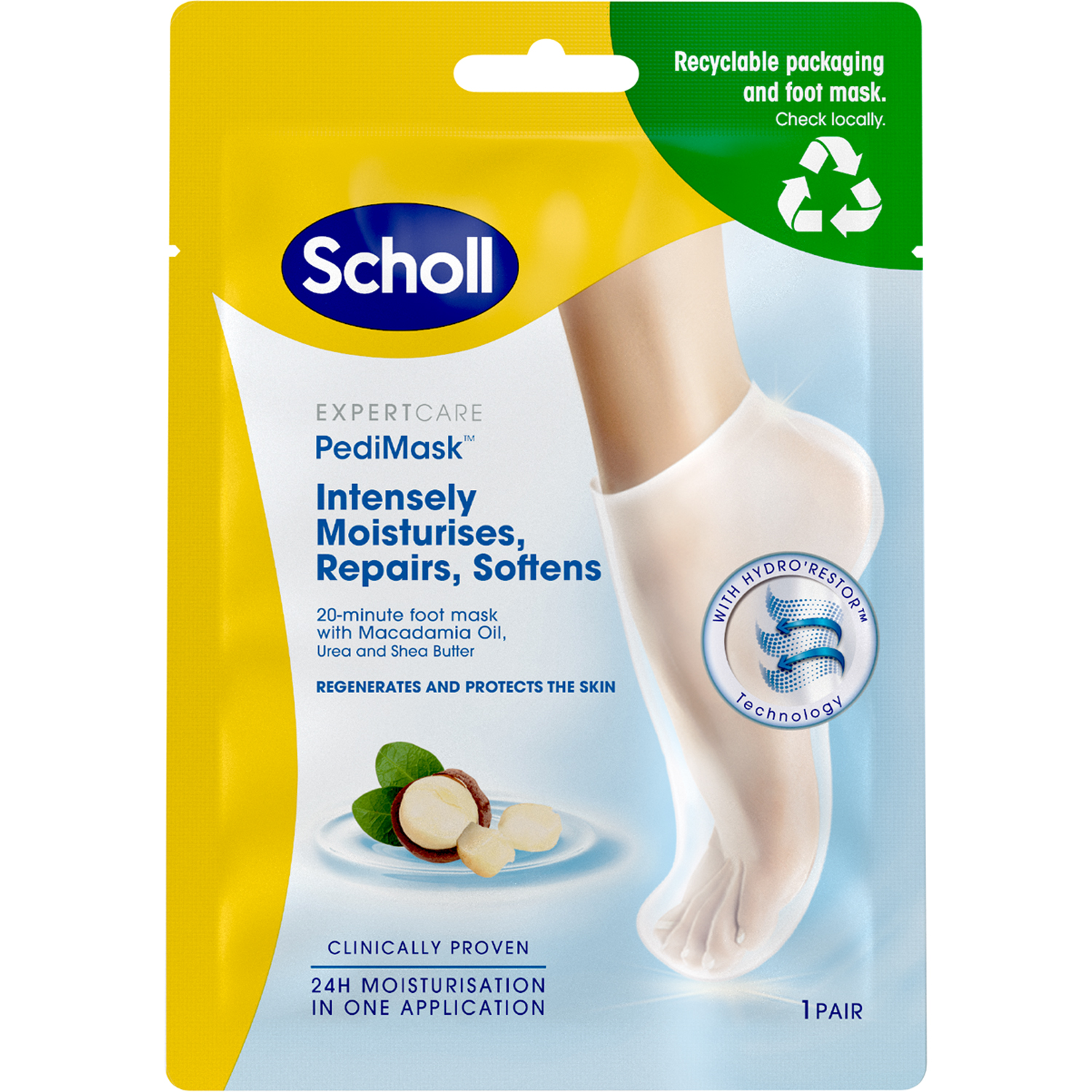 ExpertCare PediMask™ withTriple Oil, 2 pcs Scholl Händer & Fötter