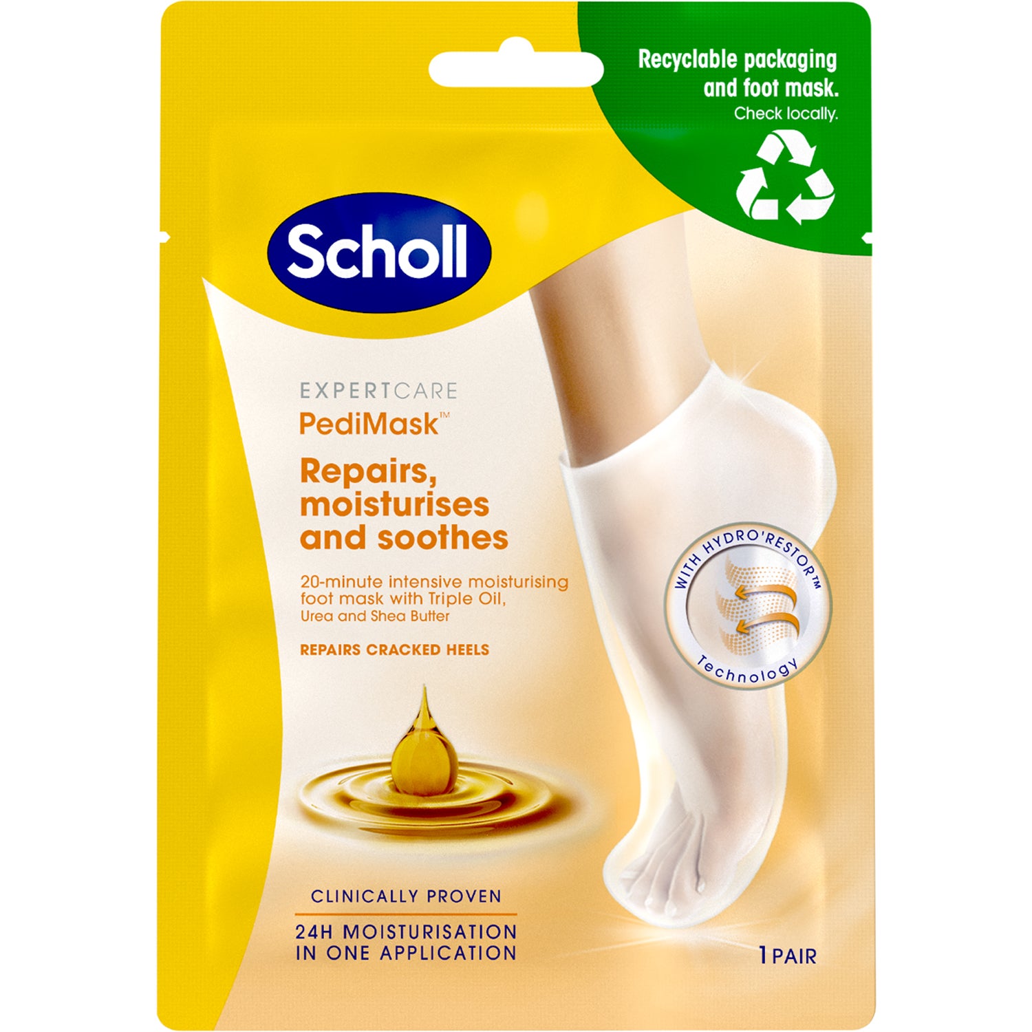 ExpertCare PediMask™ withTriple Oil, 2 pcs Scholl Händer & Fötter
