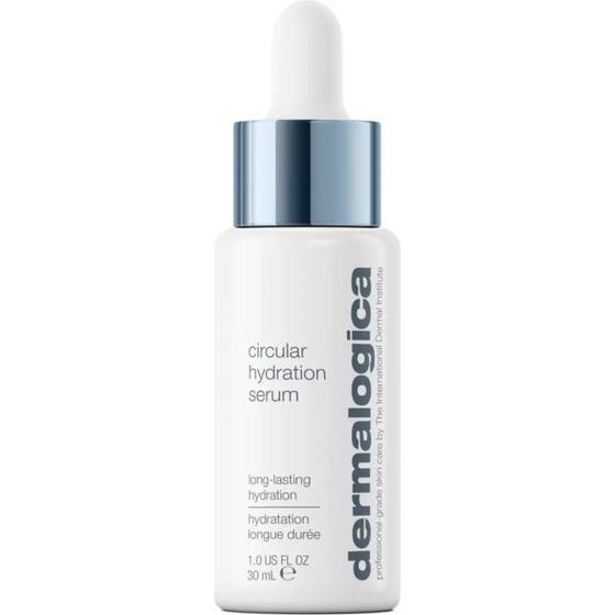 Dermalogica Circular Hydration Serum 30 ml hyaluronsyra serum fuktgivande i vit flaska med silverkork och pipett
