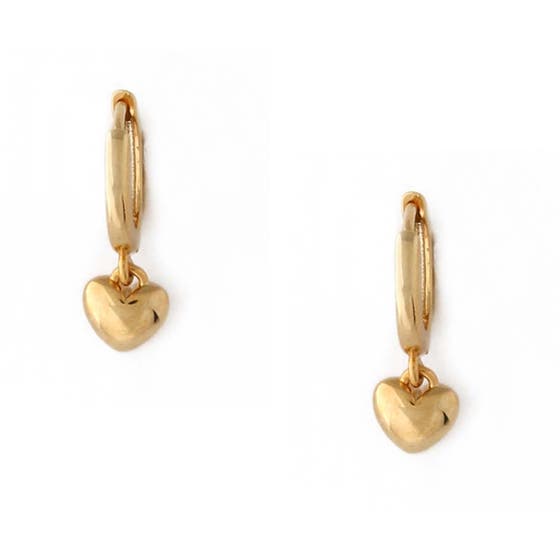 Puffed Heart Drop Huggie Hoops Earrings
