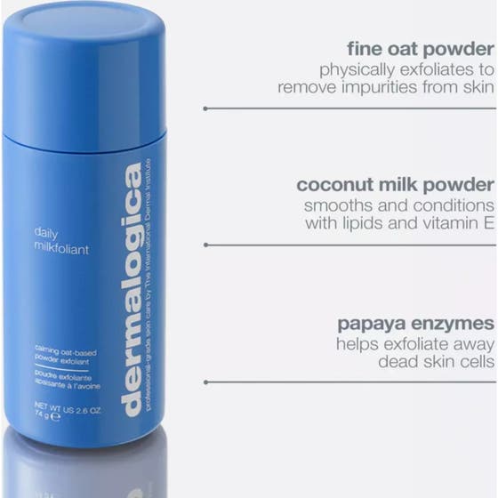 Dermalogica Daily Milkfoliant 74 g havreexfoliering i krämig textur som lugnar och ger lyster åt ansiktet.