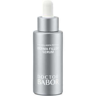 Doctor Babor Derma Filler Serum babor derma collagen peptide serum anti-rynk behandling i en silvergrå flaska med vit pipett