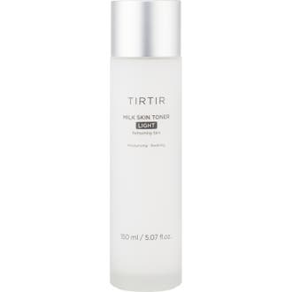 TIRTIR Milk Skin Toner Light 150 ml fuktgivande ansiktsvatten känslig hud i en frostad vit flaska med silverlock.