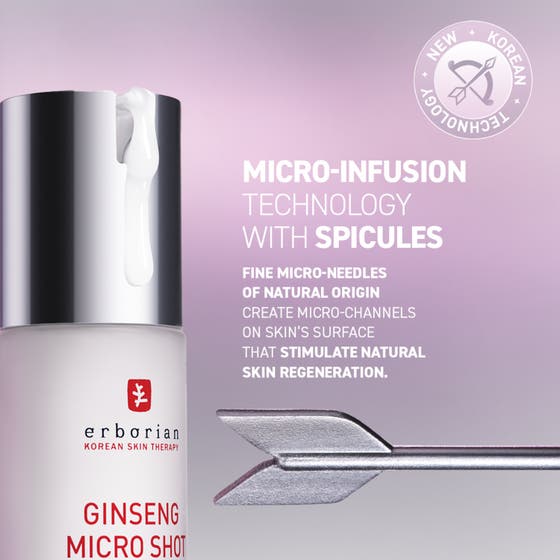 Erborian Ginseng Micro Shot 0.3 Advanced 30 ml ansiktsserum med vit textur och micro-infusion technology