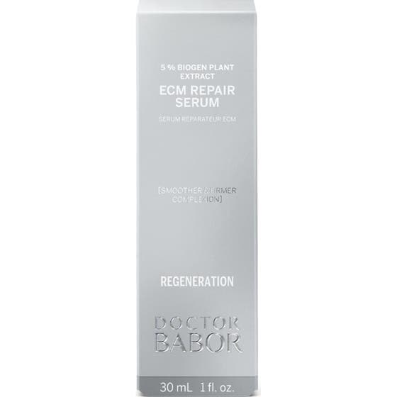 Babor DOC ECM Repair Serum 30 ml reparation ansiktsserum för mogen hud i en stilren silverfärgad ytterkartong.