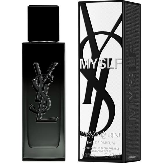 Yves Saint Laurent MYSLF Eau de Parfum 40ml herrparfym i påfyllningsbar svart flaska med präglad logotyp och box