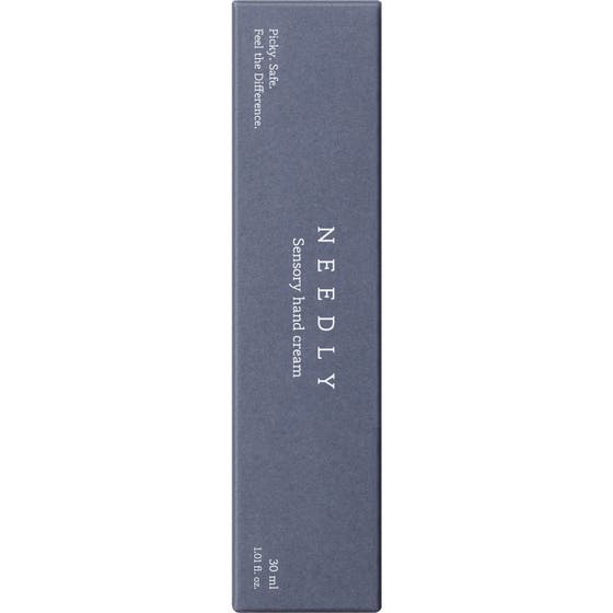 Needly Sensory Hand Cream Heavenly Musk 30 ml mjukgörande handkräm i en stilren mörkgrå pappersförpackning