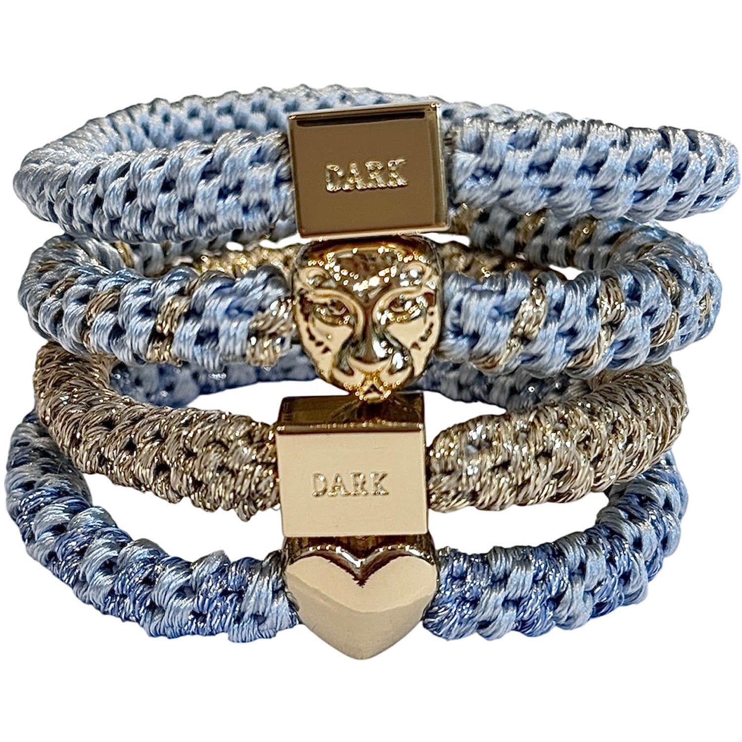 Dark Dark Fat Hair Ties Combo Cool Blue Mix W/Gold - 4 pcs parfym